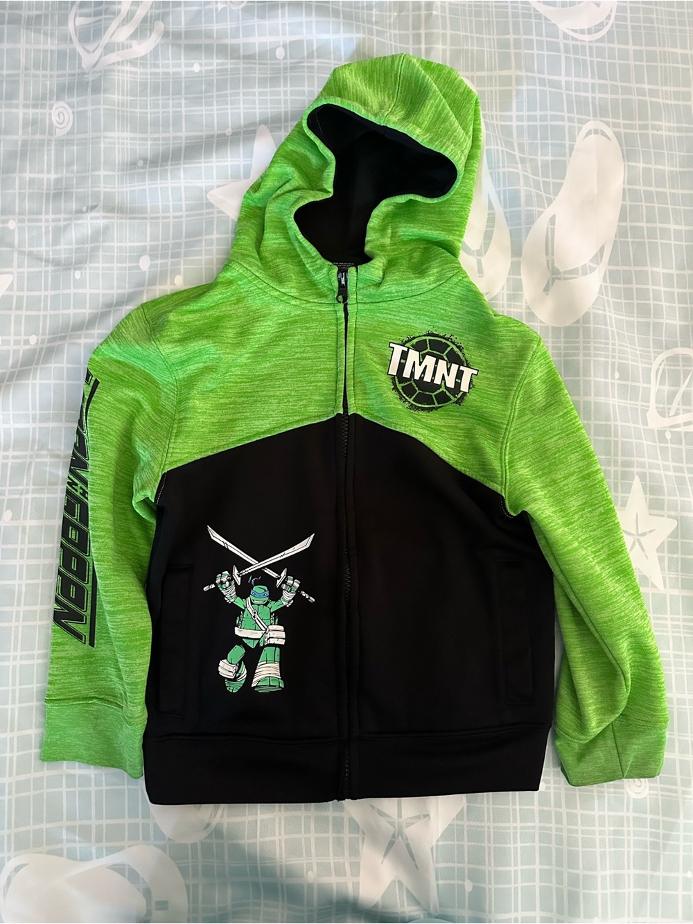 Kids TMNT Ninja Turtles Green Zip Up Hoodie